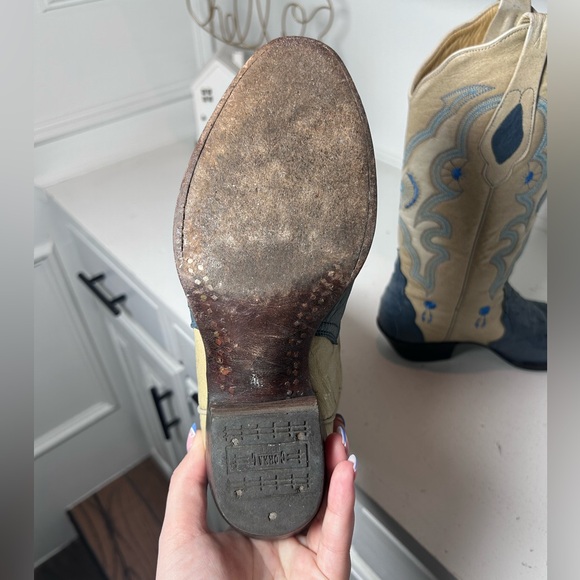 Corral Ostrich Cowboy Boots Women’s 7.5M Blue Exotic Leather Western Handmade - Picture 7 of 8